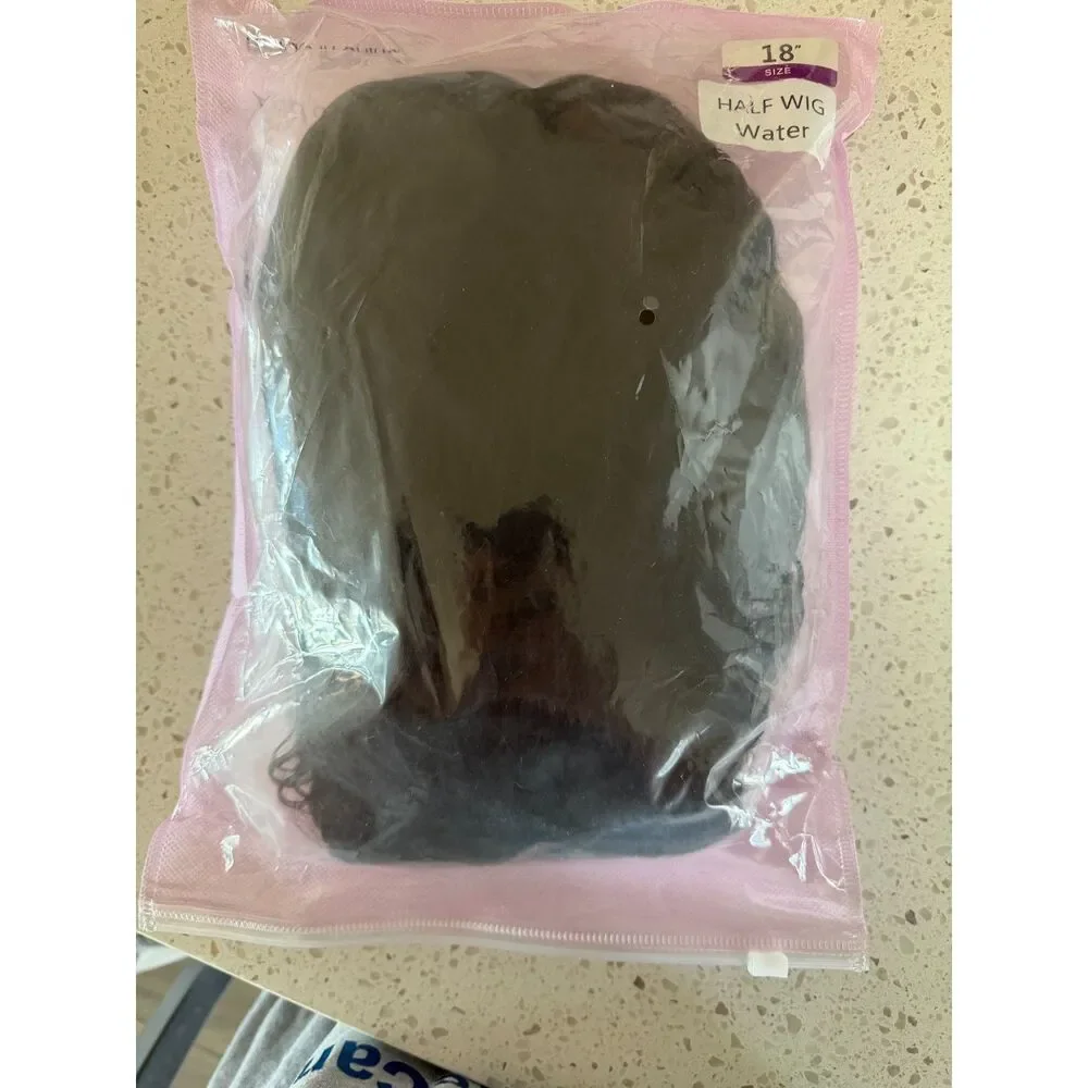 18in Water Wave Human Hair Half Wig 200% Density Glueless Black MSRP: $102